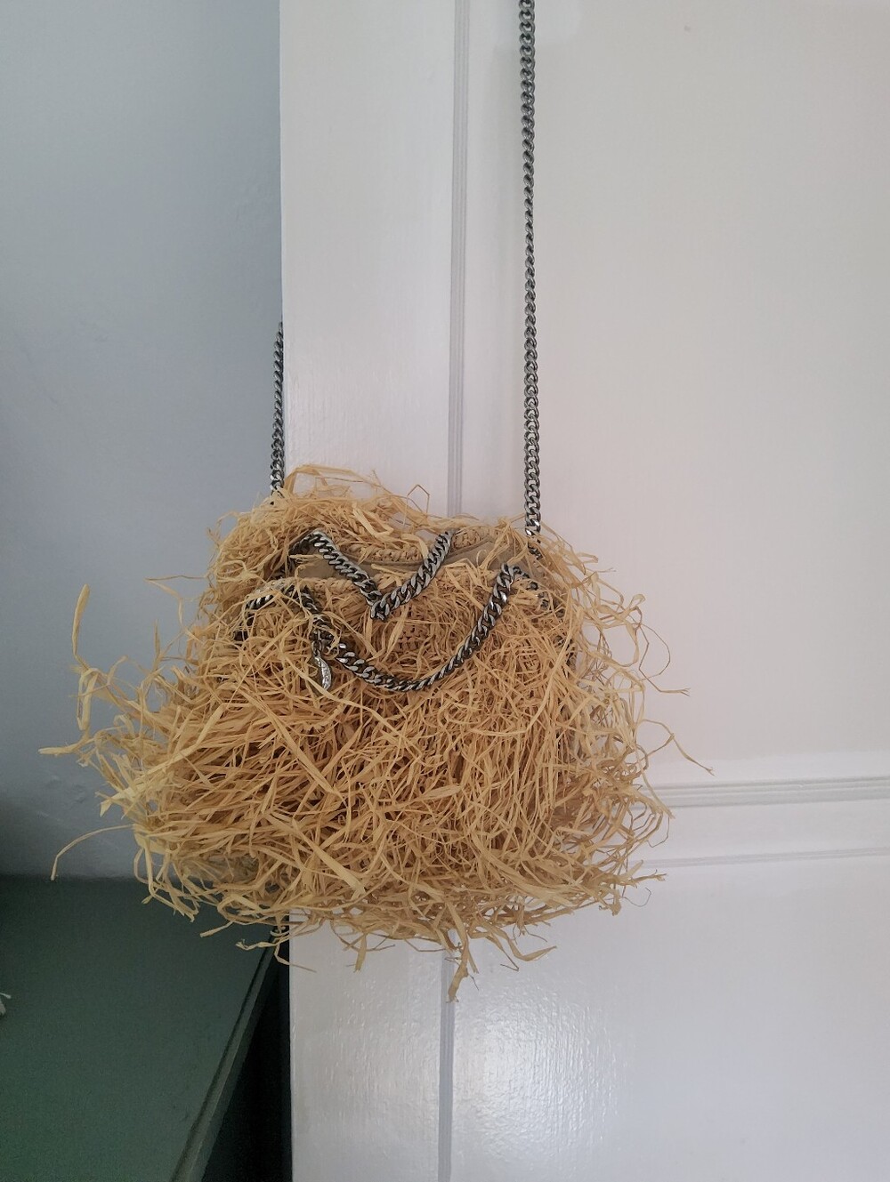 STELLA McCartney *AUTHENTIC* Raffia Bag With Silver Chain Straps